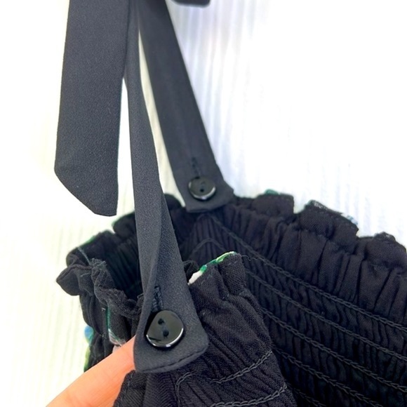 Maette - Black Tropical Colorful Multi Purpose Lined Midi Dress Size Medium - Picture 10 of 12